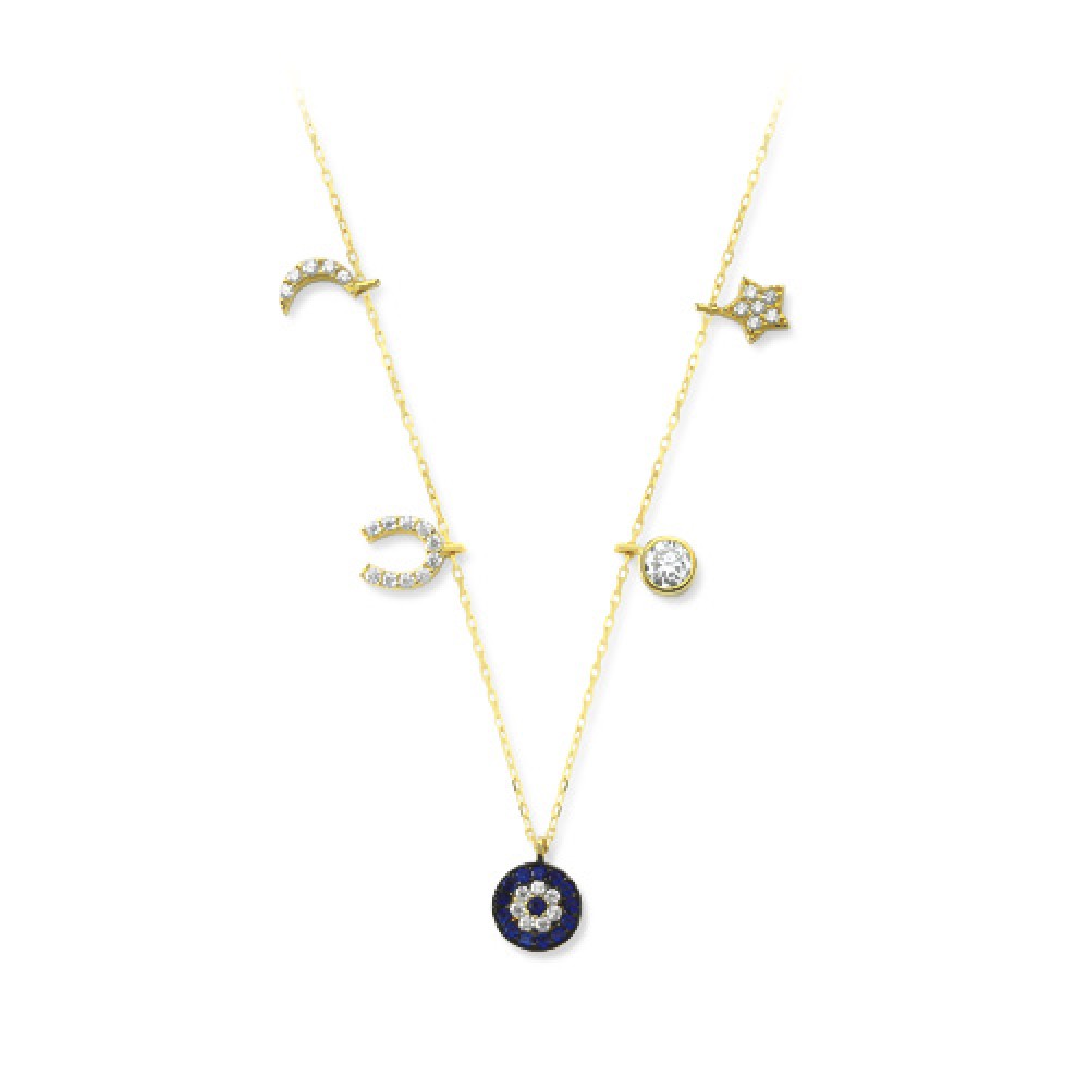 Glorria 14k Solid Gold Luck Necklace