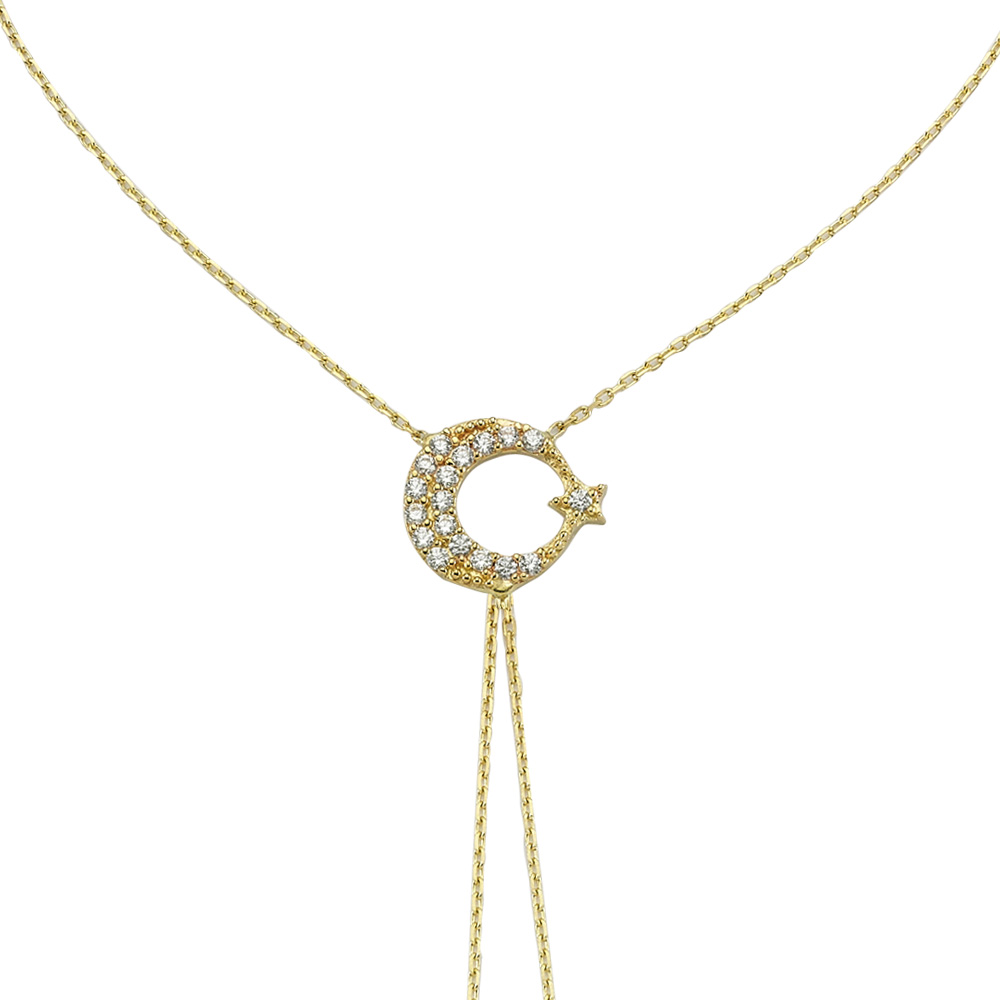 Glorria 14k Solid Gold Moon Stars Shahmaran Bracelet