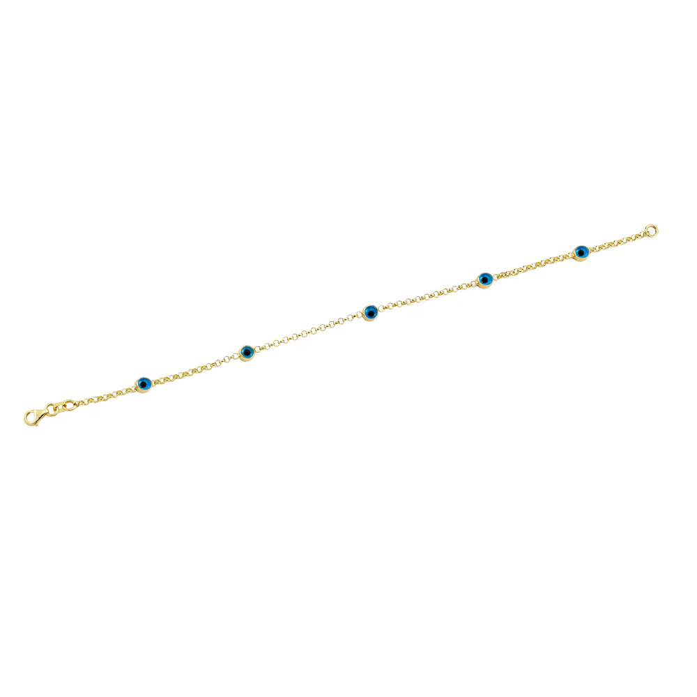 Glorria 14k Solid Gold Eye Bead Bracelet