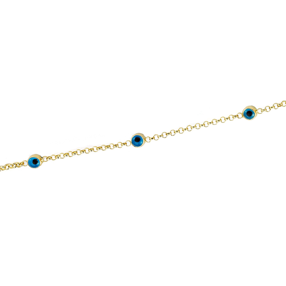 Glorria 14k Solid Gold Eye Bead Bracelet