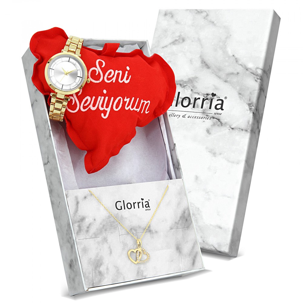 Glorria 8k Solid Gold Heart Necklace - GIFT SET