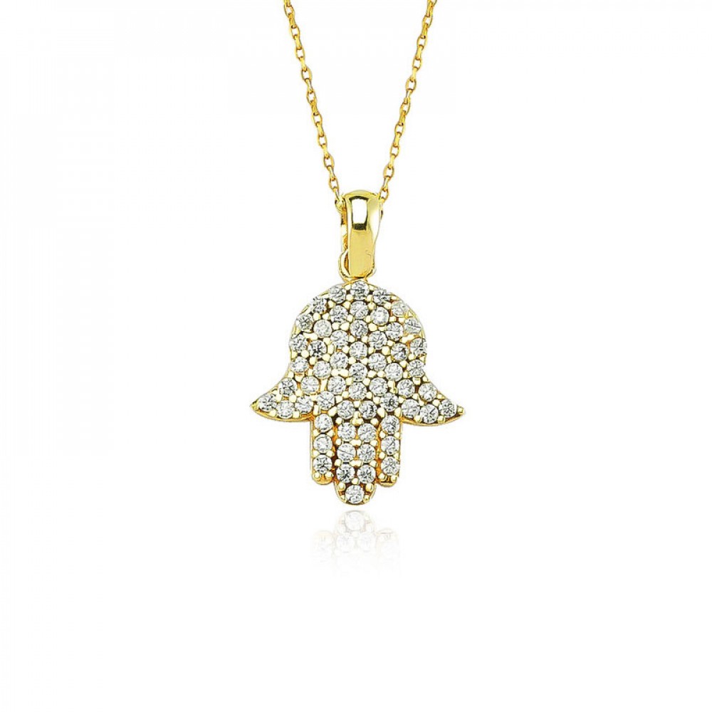 Glorria 8k Solid Gold Hamsa Hands Pendant