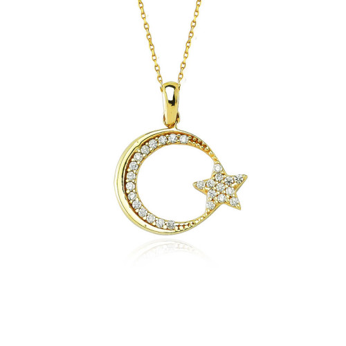 Glorria 8k Solid Gold Star and Crescent Pendant Glorria 8k Solid Gold Star and Crescent Pendant