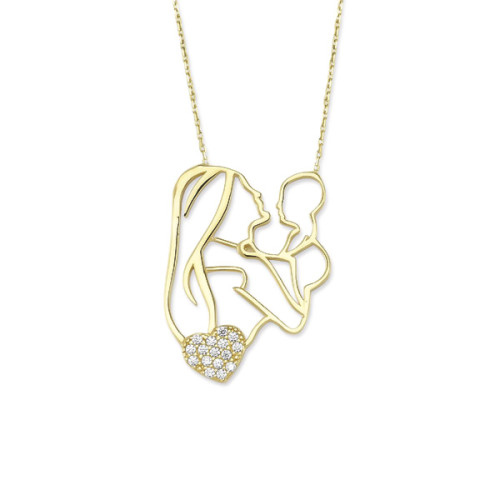 Glorria 14k Solid Gold Mother Baby Necklace Glorria 14k Solid Gold Mother Baby Necklace