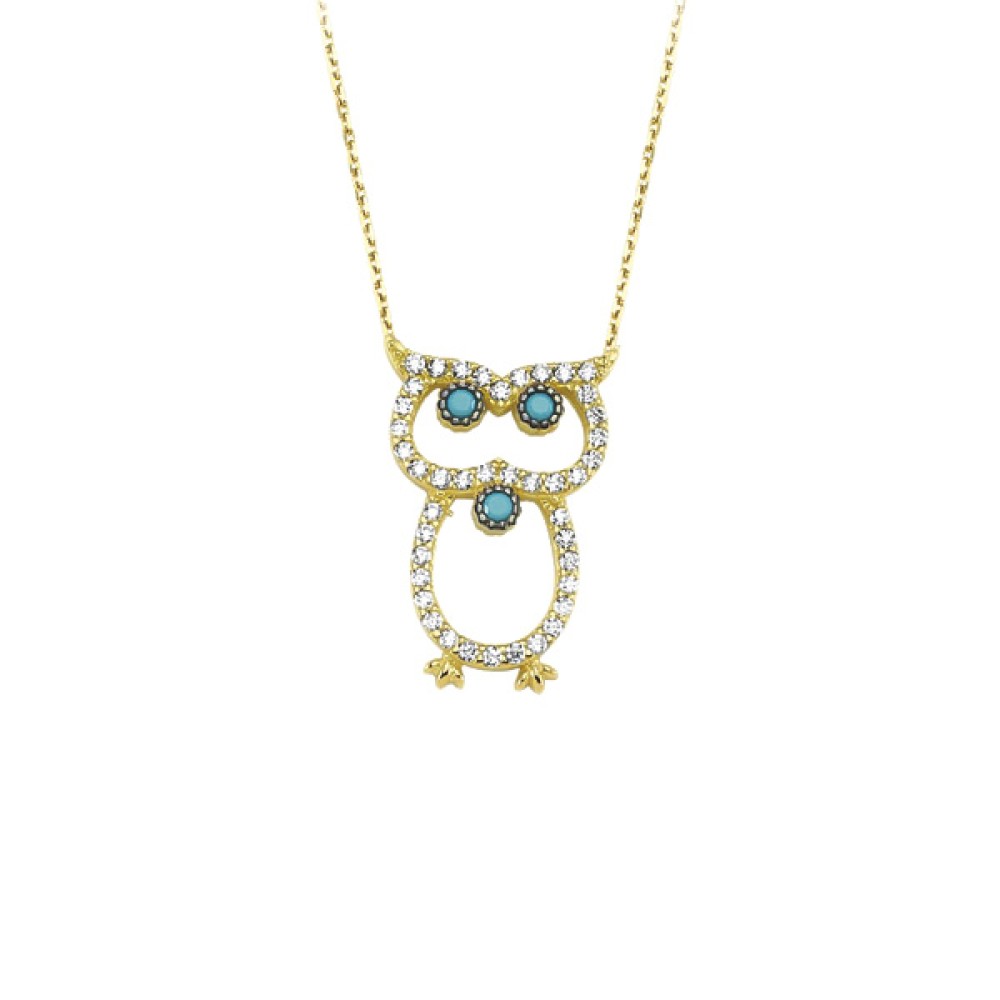 Glorria 14k Solid Gold Owl Pave Necklace Glorria 14k Solid Gold Owl Pave Necklace