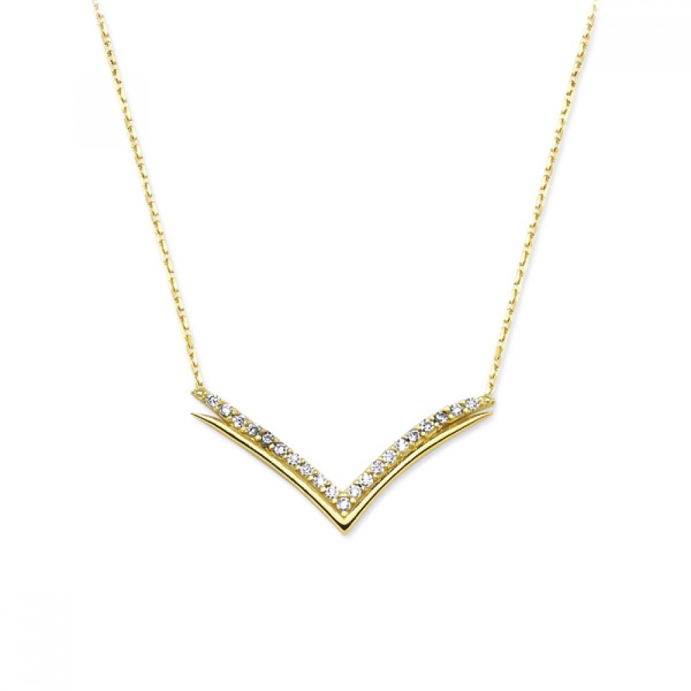 Glorria 14k Solid Gold Seagull Pave Necklace