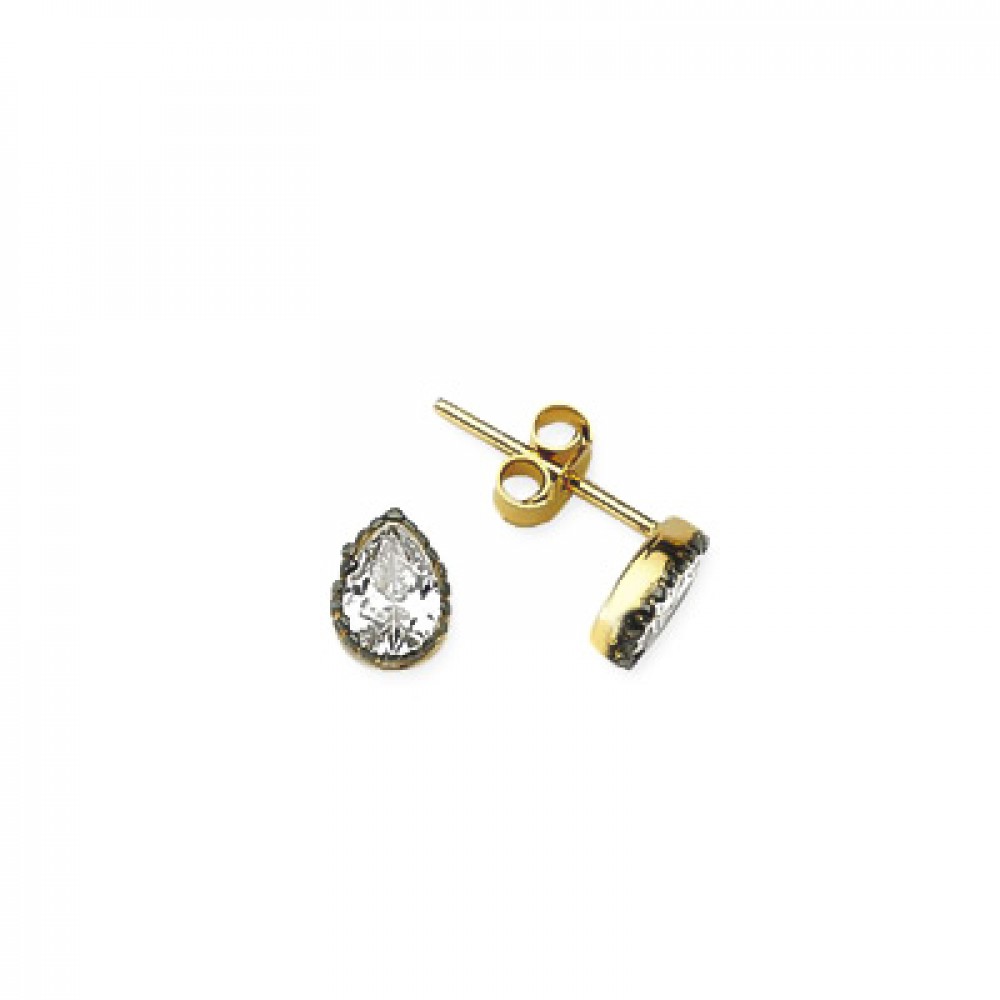 Glorria 14k Solid Gold Love Drop Pave Earring