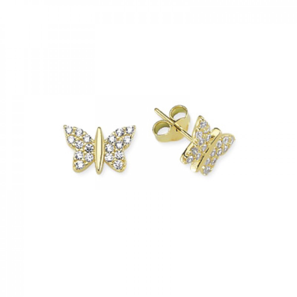 Glorria 14k Solid Gold Butterfly Pave Earring
