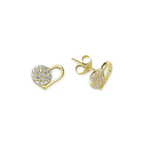 Glorria 14k Solid Gold Heart Pave Earring Glorria 14k Solid Gold Heart Pave Earring