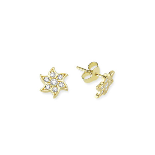 Glorria 14k Solid Gold Flower Pave Earring