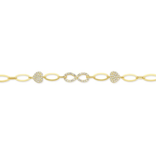 Glorria 14k Solid Gold Heart Pave Bracelet Glorria 14k Solid Gold Heart Pave Bracelet