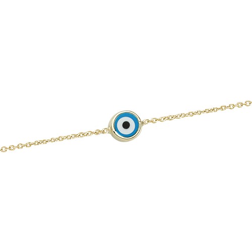 Glorria 14k Solid Gold Evil Eye Beaded Bracelet