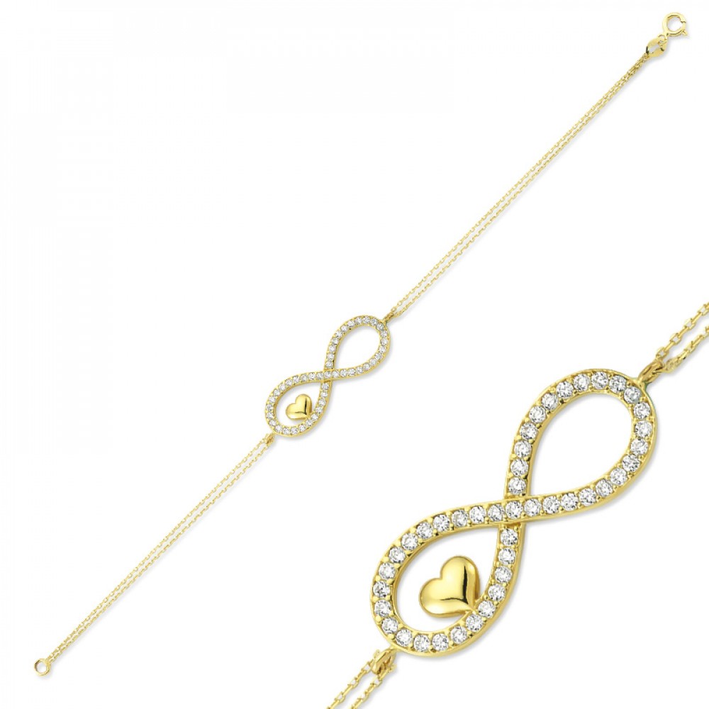 Glorria 14k Solid Gold Heart Infinity Bracelet