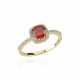 Glorria 14k Solid Gold Red Zirkon Pave Ring