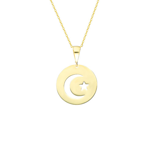 Glorria 8k Solid Gold Star and Crescent Pendant Glorria 8k Solid Gold Star and Crescent Pendant