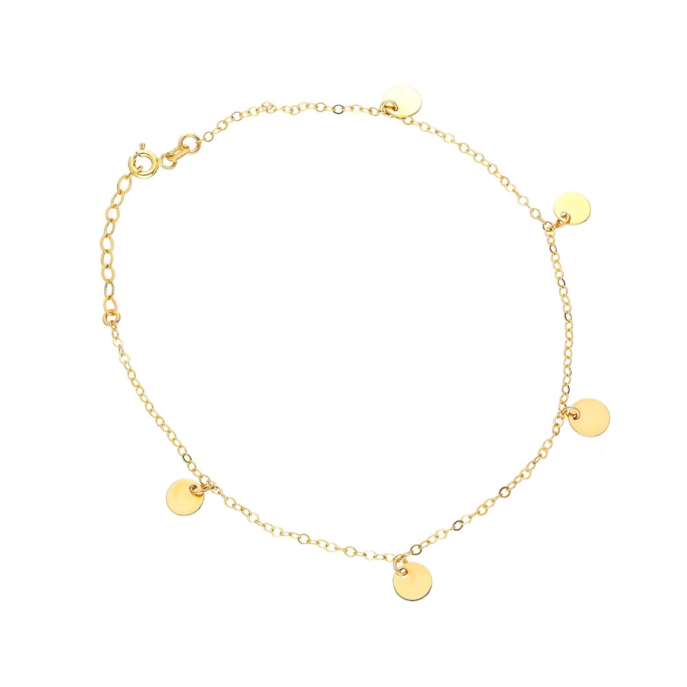 Glorria 14k Solid Gold Plate Anklet