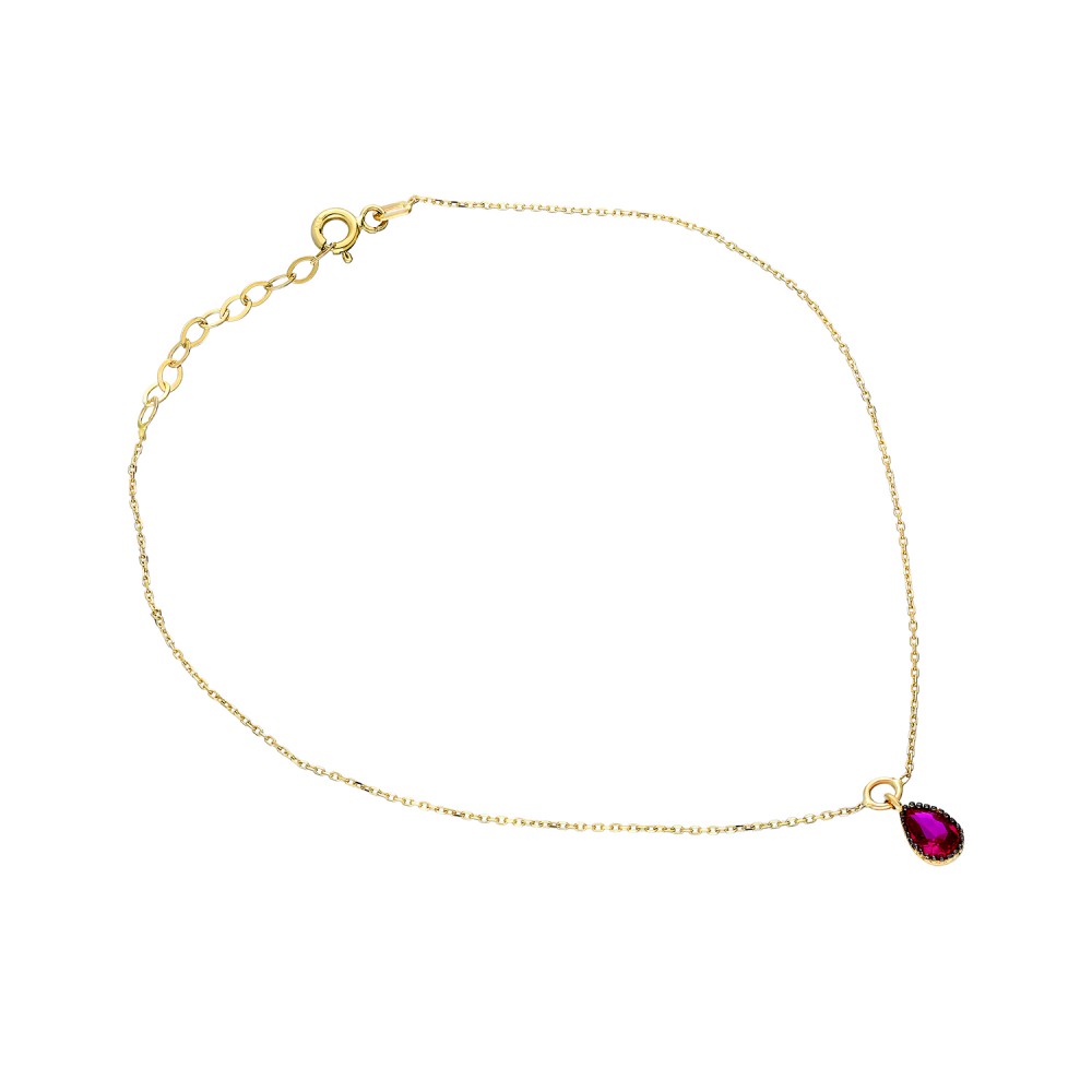 Glorria 14k Solid Gold Drop Anklet