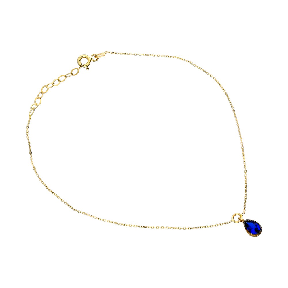 Glorria 14k Solid Gold Drop Anklet