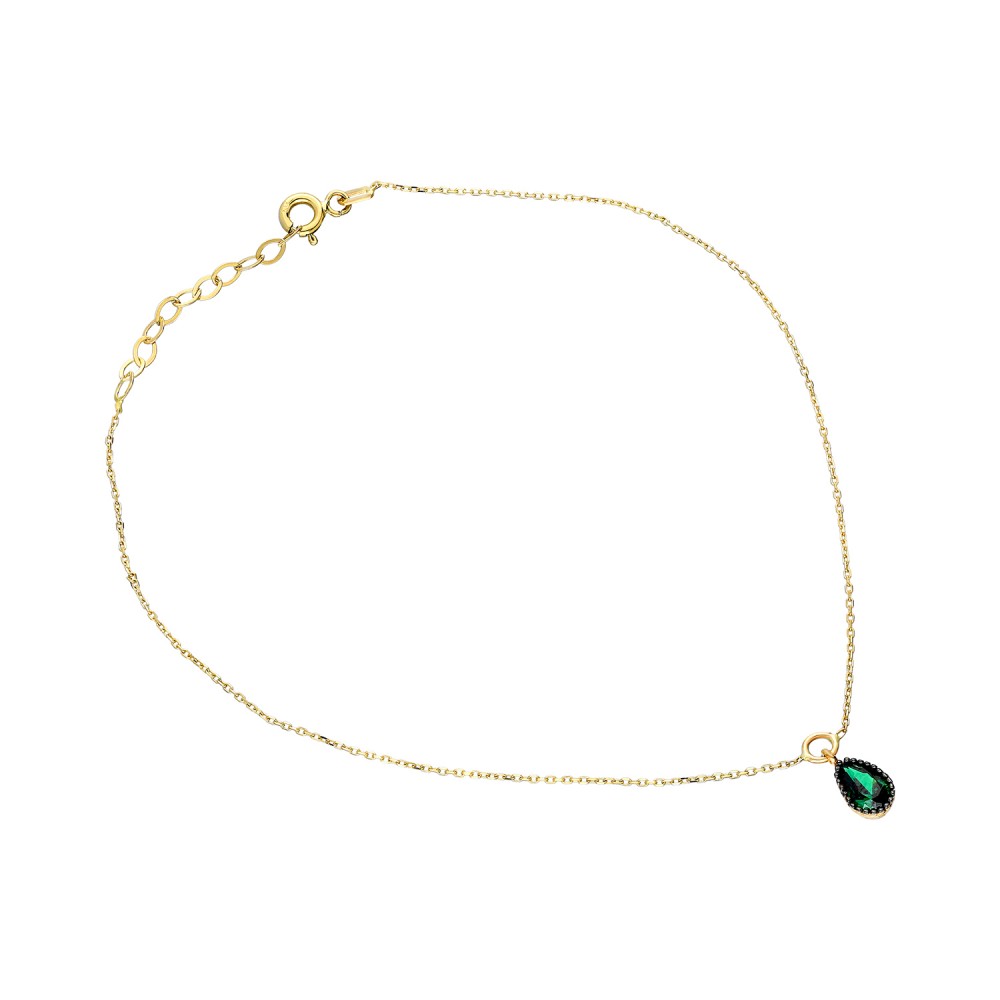 Glorria 14k Solid Gold Drop Anklet