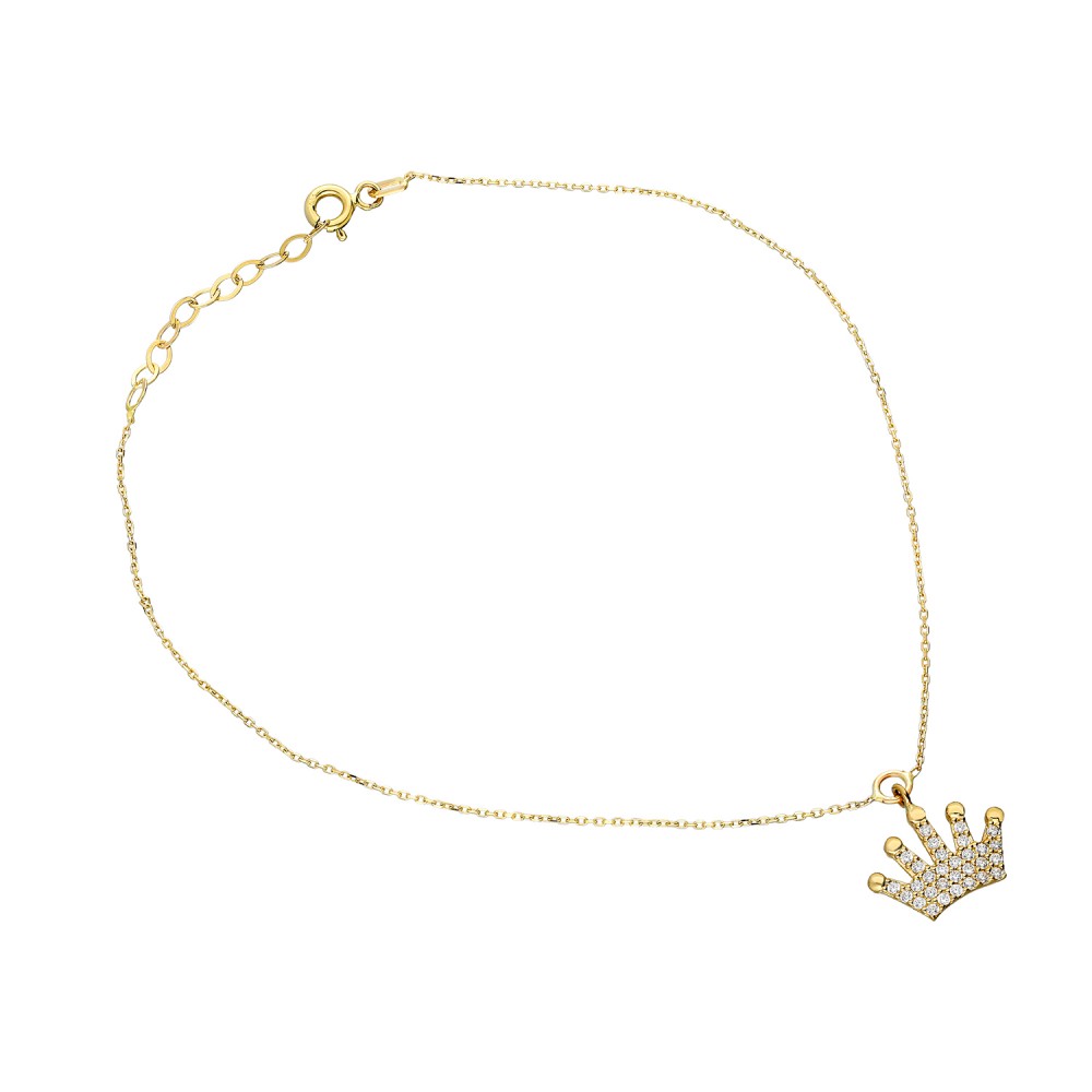 Glorria 14k Solid Gold Crown Anklet