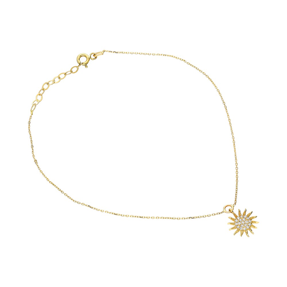 Glorria 14k Solid Gold Sun Anklet