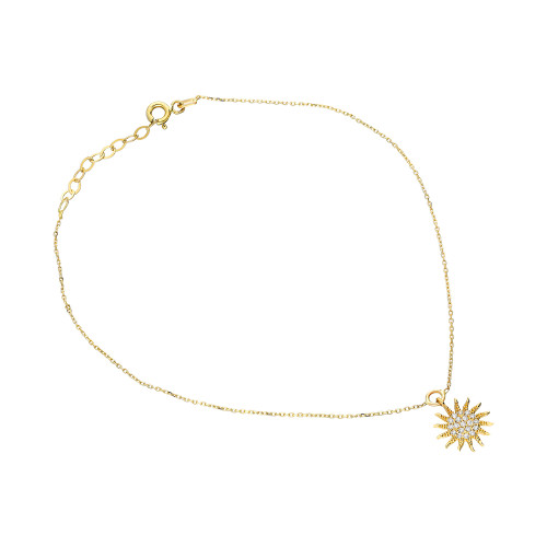Glorria 14k Solid Gold Sun Anklet