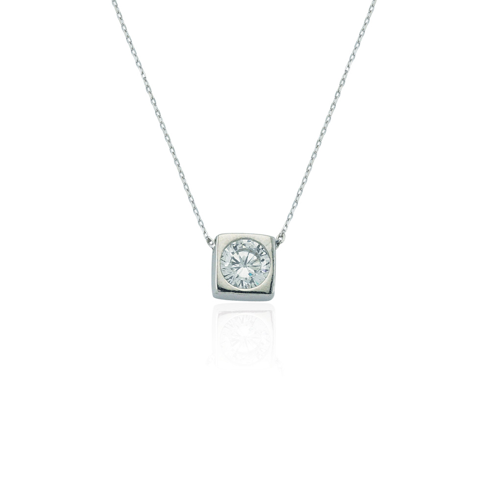 Glorria 925k Sterling Silver Solitaire Necklace