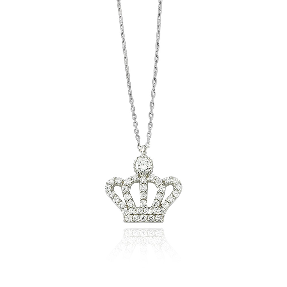 Glorria 925k Sterling Silver Crown Necklace