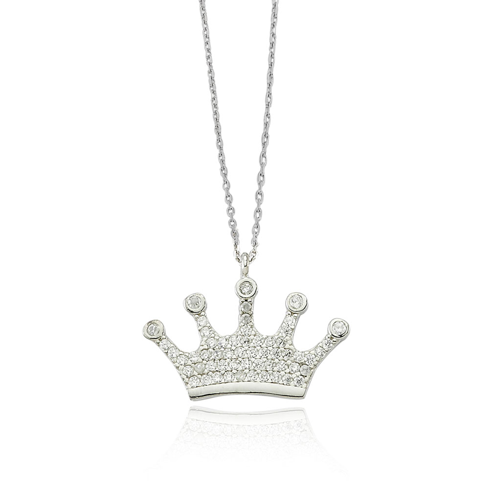 Glorria 925k Sterling Silver Crown Necklace