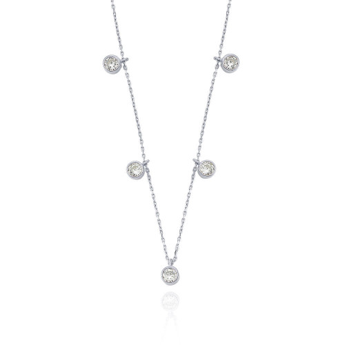 Glorria 925k Sterling Silver Row of Paves Necklace Glorria 925k Sterling Silver Row of Paves Necklace