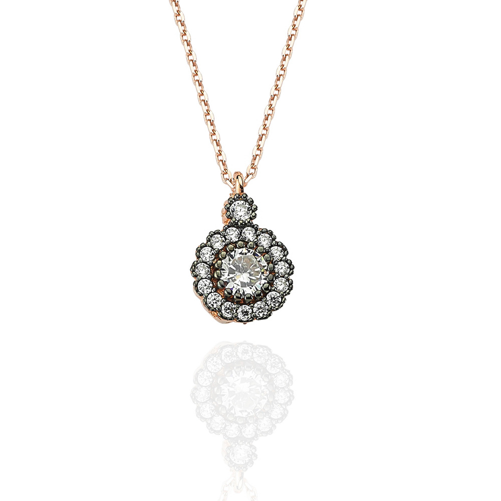 Glorria 925k Sterling Silver Diamond Model Necklace