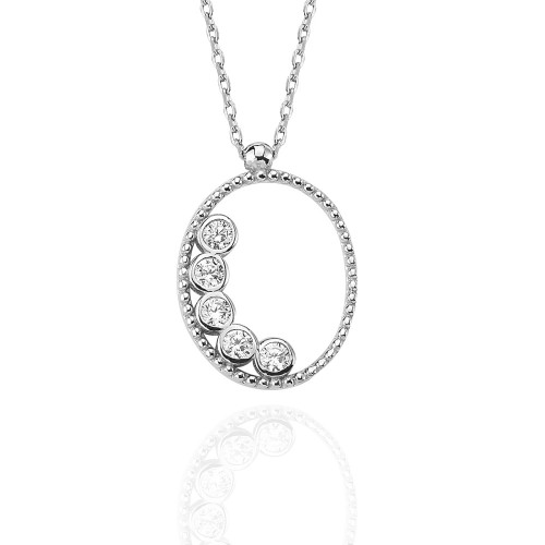 Glorria 925k Sterling Silver Pave Oval Necklace Glorria 925k Sterling Silver Pave Oval Necklace