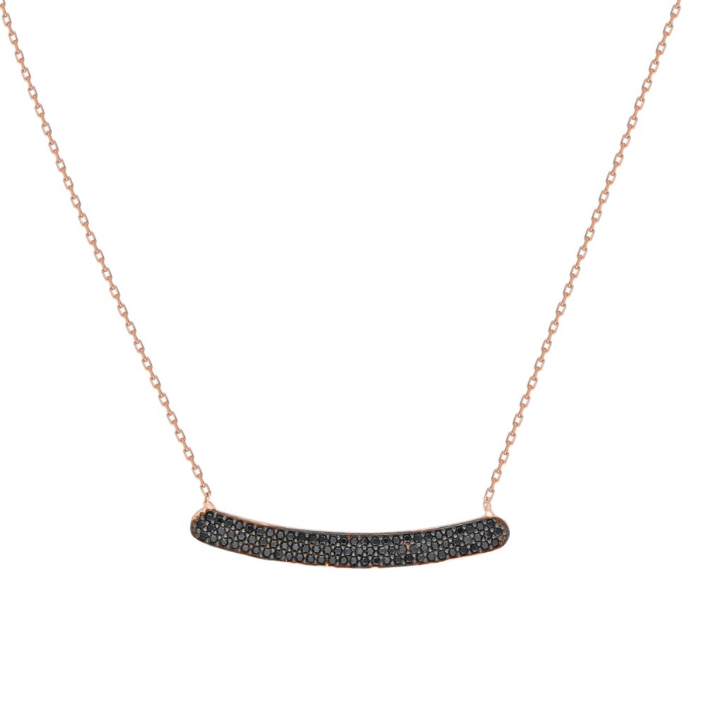 Glorria 925k Sterling Silver Black Pave Necklace