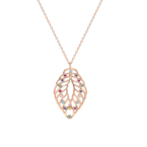 Glorria 925k Sterling Silver Colored Leaf Necklace Glorria 925k Sterling Silver Colored Leaf Necklace