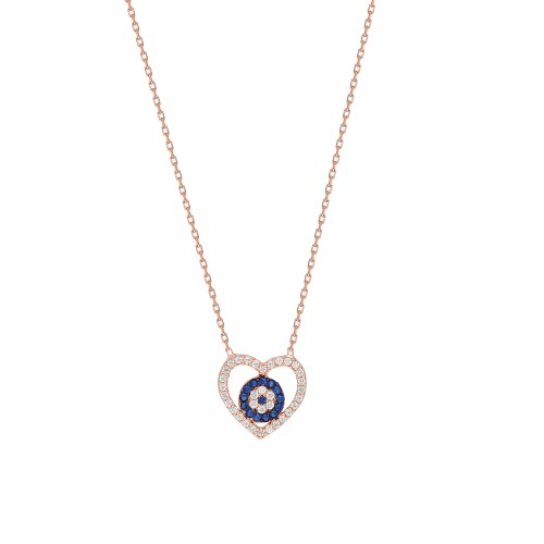 Glorria 925k Sterling Silver Heart Evil Eye Necklace Glorria 925k Sterling Silver Heart Evil Eye Necklace