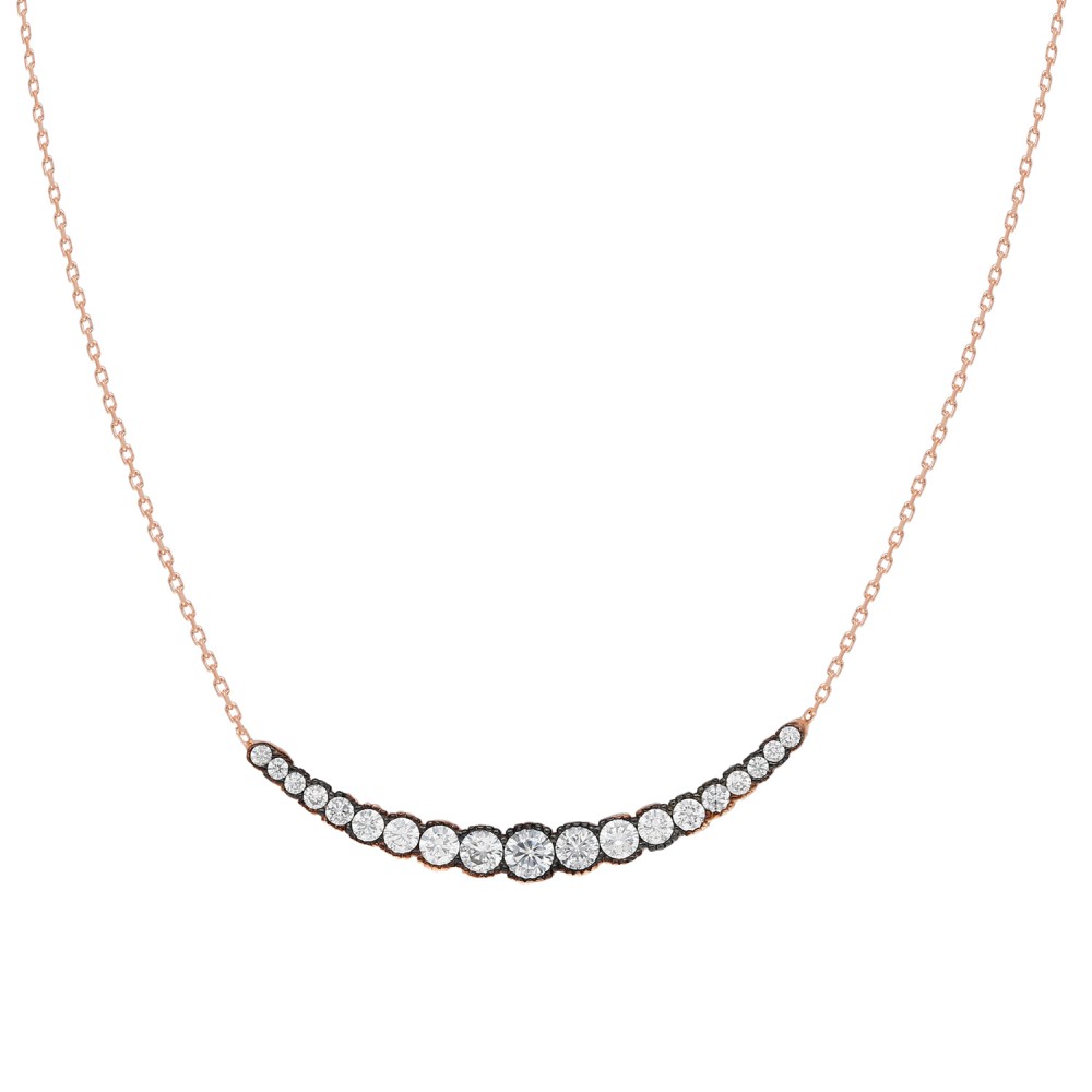 Glorria 925k Sterling Silver Row Pave Necklace