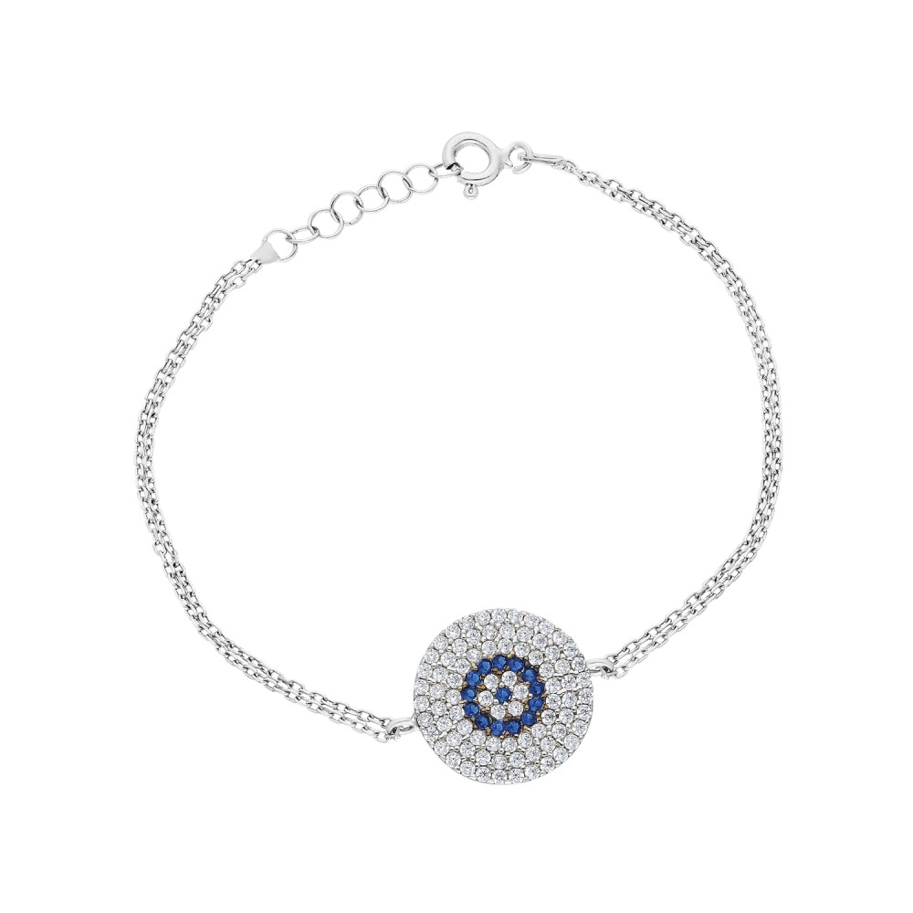 Glorria 925k Sterling Silver Evil Eye Bracelet