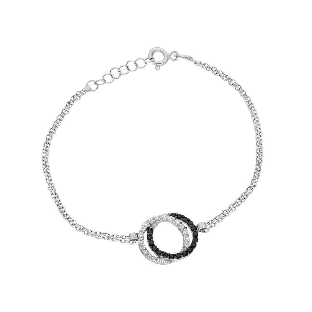 Glorria 925k Sterling Silver Double Circle Bracelet