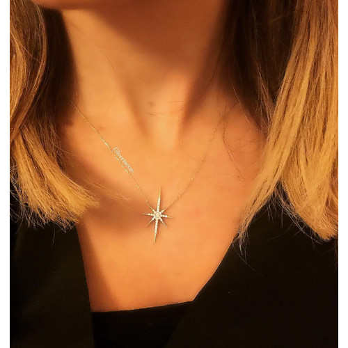 Glorria 14k Solid Gold Polar Star Necklace Glorria 14k Solid Gold Polar Star Necklace