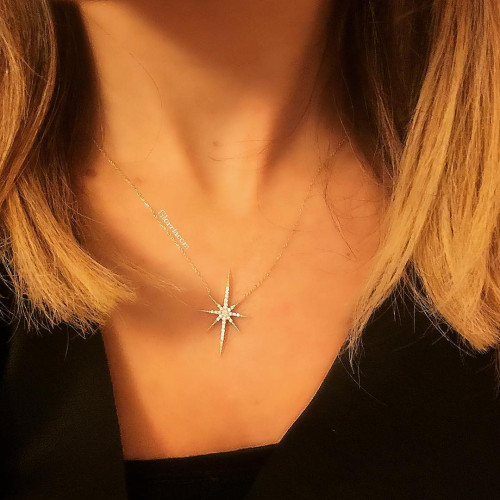 Glorria 14k Solid Gold Polar Star Necklace Glorria 14k Solid Gold Polar Star Necklace