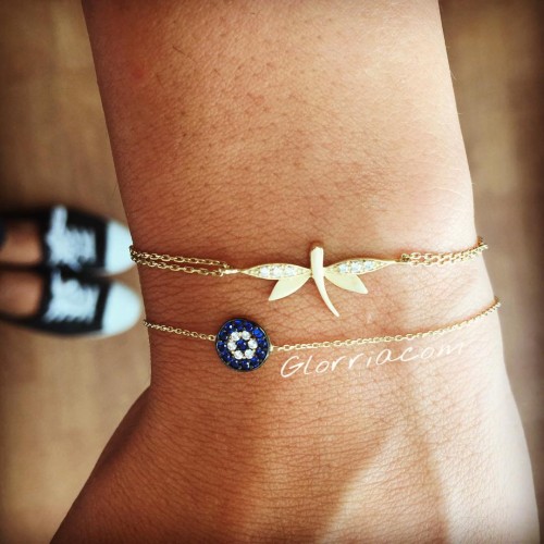 Glorria 14k Solid Gold Evil Eye Bead Bracelet Glorria 14k Solid Gold Evil Eye Bead Bracelet