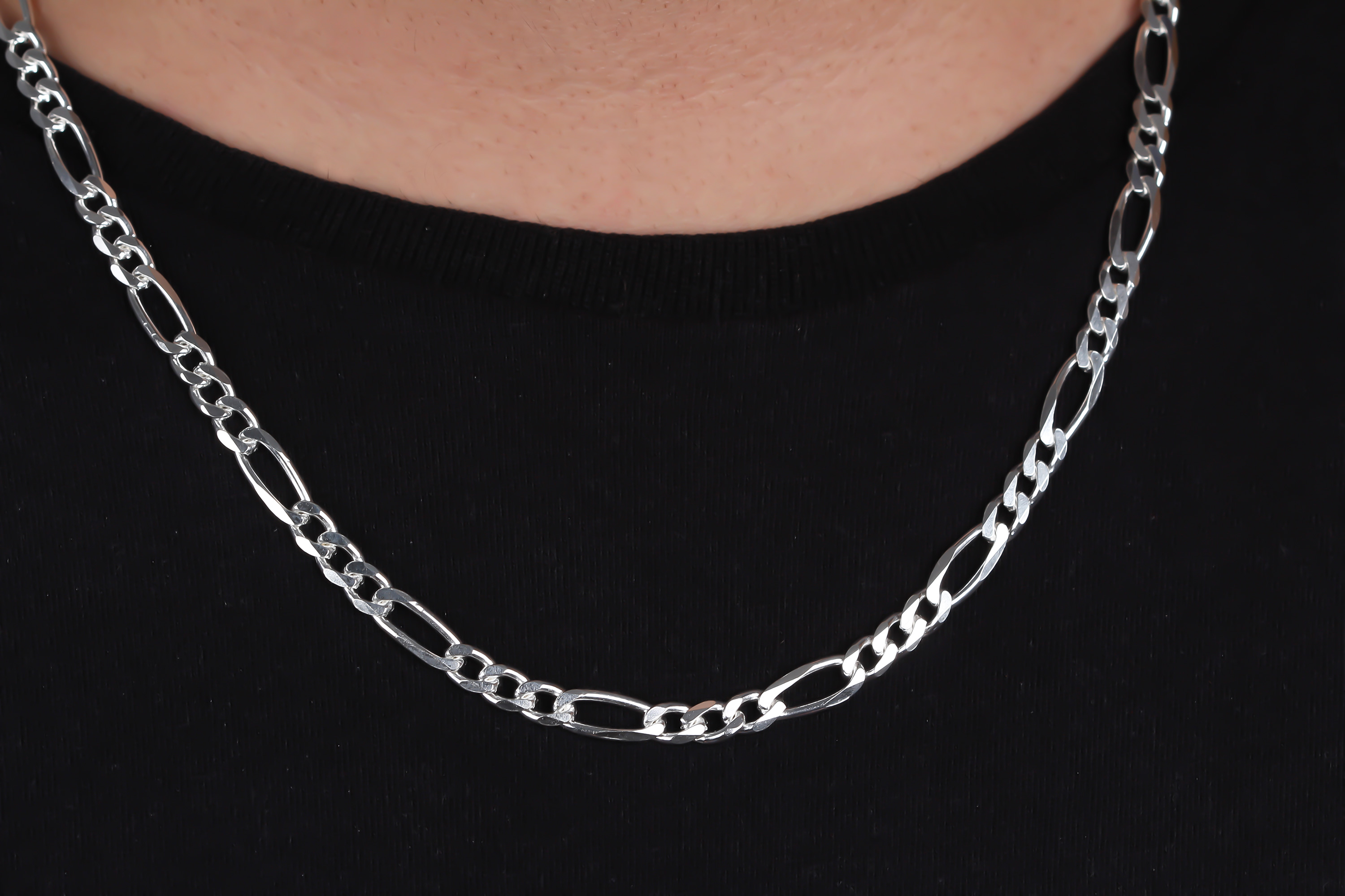 Glorria 925k Sterling Silver 6mm Figaro Chain Necklace